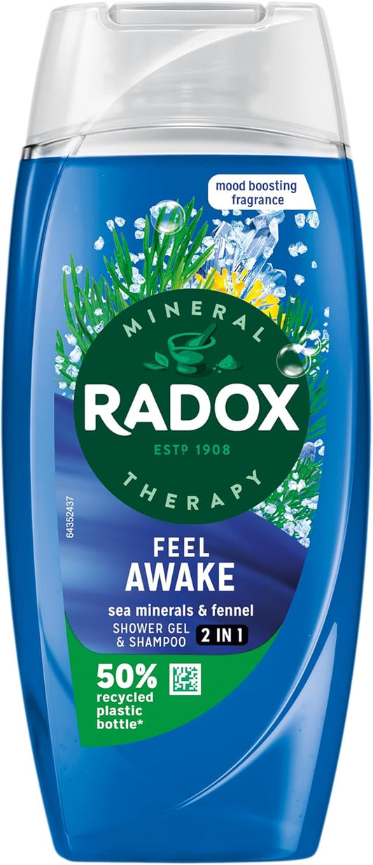 Radox Mineral Therapy Feel Awake 2‑in‑1 Shower Gel & Shampoo – a breezy start to the day