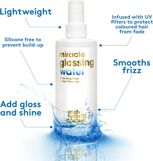 Josh Wood Colour Miracle Glossing Water 250ml Gloss and Shine, Enhance Your Colour, Frizz-free Glow, Free From Silicones, Deeply Hydrating