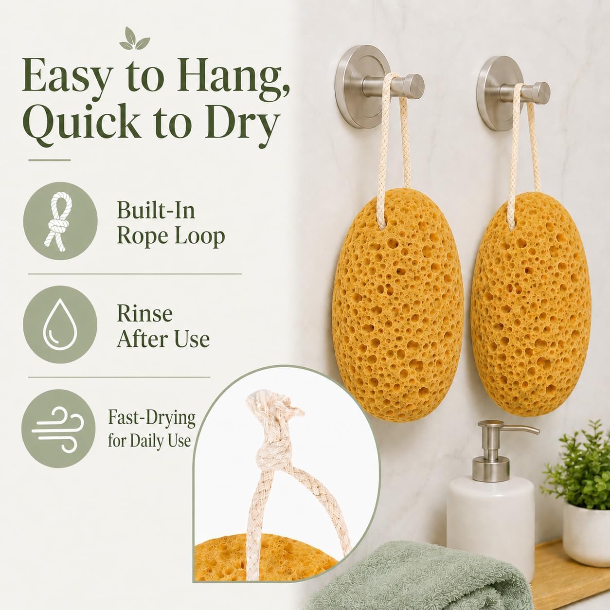 Body Bath Sponges for Adults - 2Pcs Large Shower Sponge for Women Men - Soft Honeycomb Natural Sponge - Exfoliating Deep Cleaning Bathroom Bathing Body Sponges for Sensitive Skin
