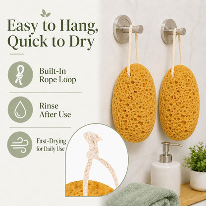 Body Bath Sponges for Adults - 2Pcs Large Shower Sponge for Women Men - Soft Honeycomb Natural Sponge - Exfoliating Deep Cleaning Bathroom Bathing Body Sponges for Sensitive Skin