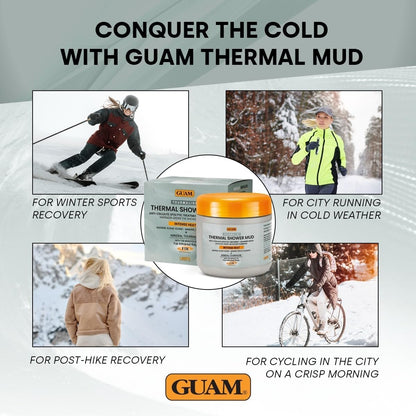 GUAM FIR Tourmaline Shower Mud Anti Cellulite Treatment 400ml, 3-Min Thermal Draining Seaweed Body Mask for Tummy, Legs &amp; Buttocks, Fast-Rinse Firming Care for Daily Smoother-Looking Skin