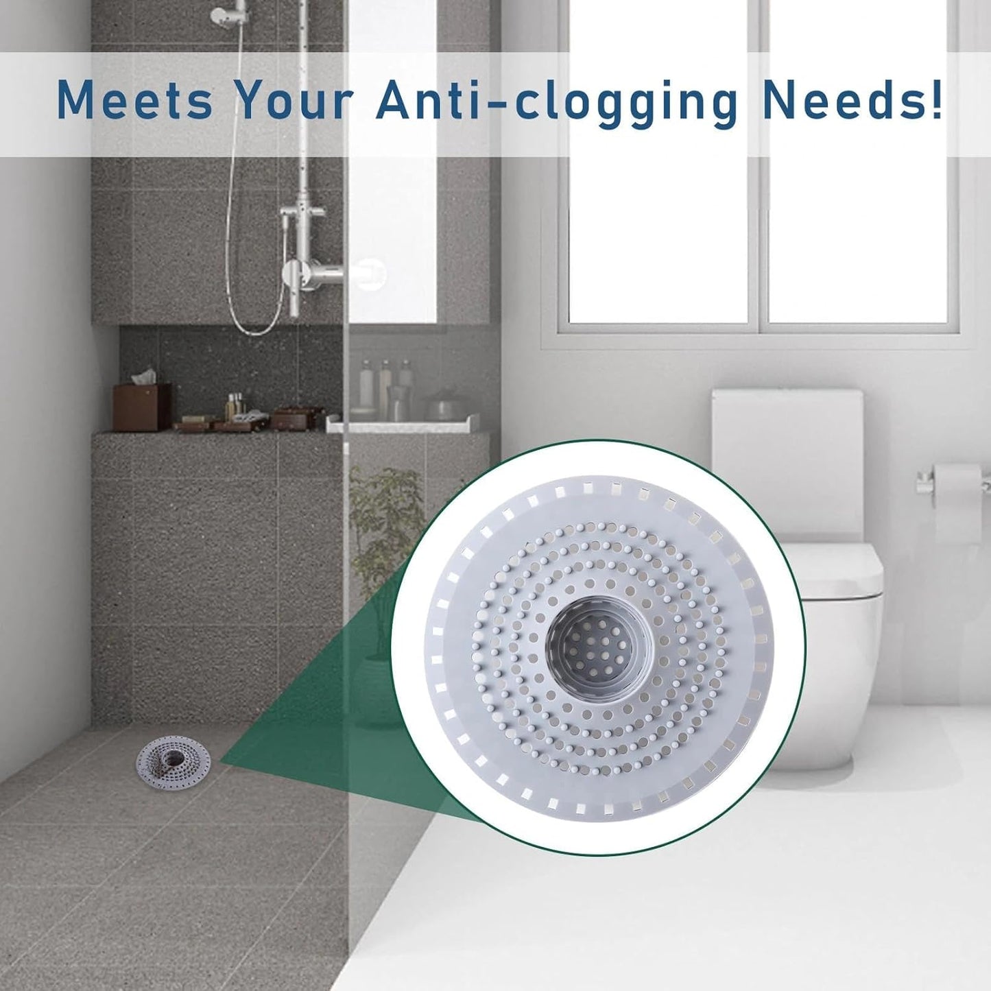1 Pack Silicone Shower Drain Hair Catcher, Silicone Sink Strainer Protector Shower Drain Cover Hair Stopper Trap Sink Filter for Bathroom Bathtub Kitchen