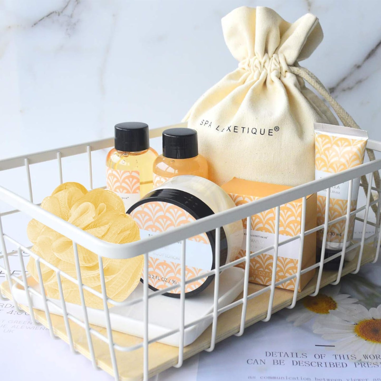 Spa Luxetique Gifts for Women, 6pcs Vanilla Bath Spa Gift Set, Travel Gift Box with Hand Cream, Body Lotion, Shower Gel, Bubble Bath, Mothers Day Gift, Valentine's Gifts for Her Christmas Gift