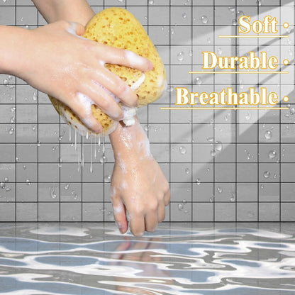 2Pcs Natural Sea Sponge,Larger Shower Sponges for Women Men, Exfoliating Body Sponge Dense Foam for Gentle &amp; Deep Cleansing, Ultra-Soft for Sensitive Dry Skin