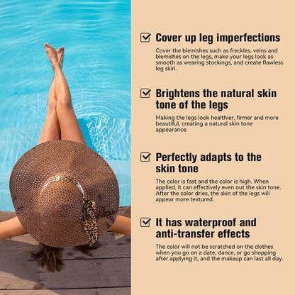 Waterproof Leg Makeup Cream, No Transfer Tattoo Cover Up&amp;Scar Concealer, Long Lasting Body Foundation for Flawless Skin, Leg Varicose Vein Cover Up, Suitable All Skin Tones（Light brown With Brush）