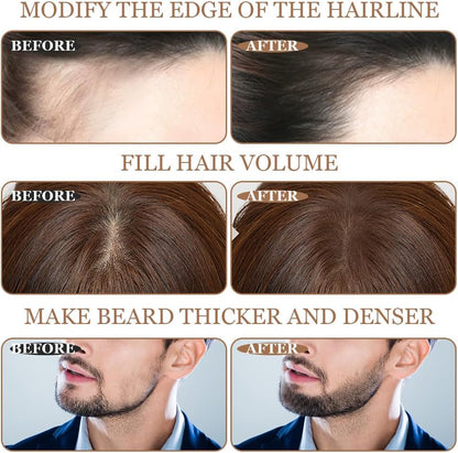 Instantly Hairline Powder - Hair Root Touch Up Concealer, Windproof &amp; Sweatproof With Mirror and Puff (Natural Black)