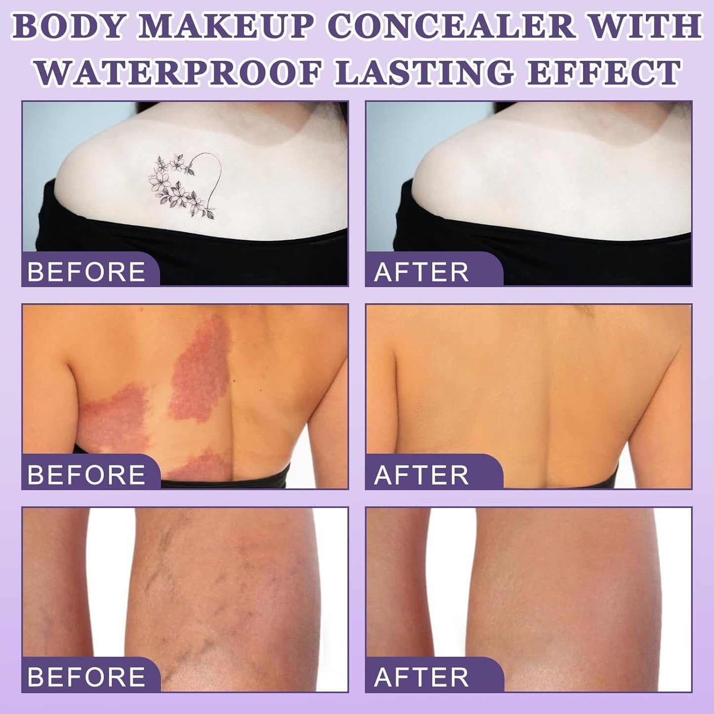 Dandin Body Coverage Perfector, Leg Makeup, All over Complexion Perfector with Extra Large Body Makeup Brush, Tattoo Cover up Cream Waterproof, Long Last Leg Foundation for Women