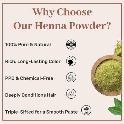 SAMYAM Pure Henna Powder - 200g Pack | Natural Hair Color, Triple Sifted Rajasthani Henna, PPD Free
