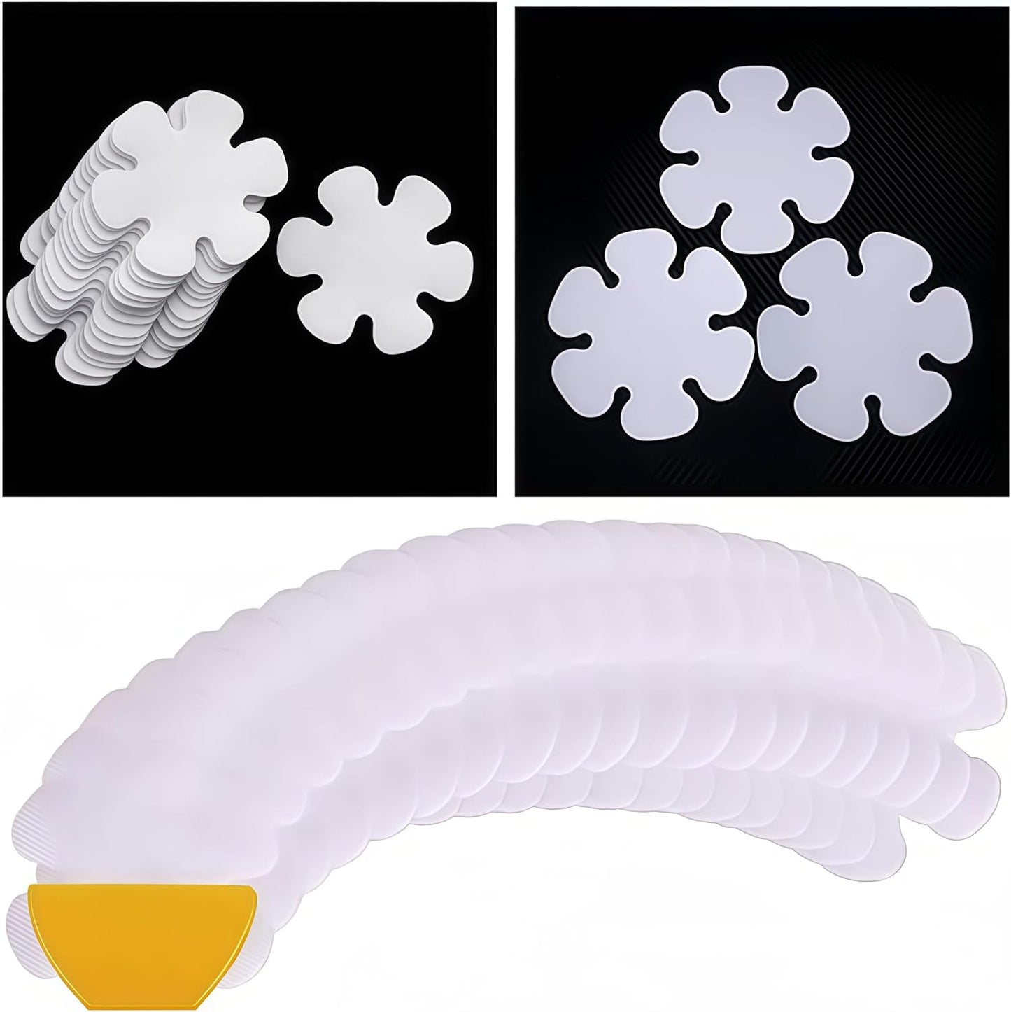 16 PCS Anti Slip Bath Stickers, White Non Slip Shower Stickers Flower Shape – Transparent Bathtub Safety Mat Tape with Scraper for Floor, Stairs &amp; Bath
