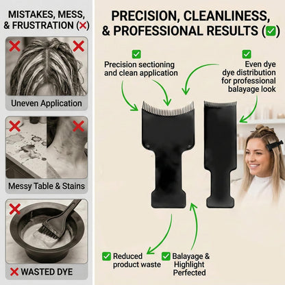 Professional Hair Dyeing Boards, Highlighting Detailing Comb Tool, Durable Flexible Plastic, Two Sizes for Salon Home Use, Black