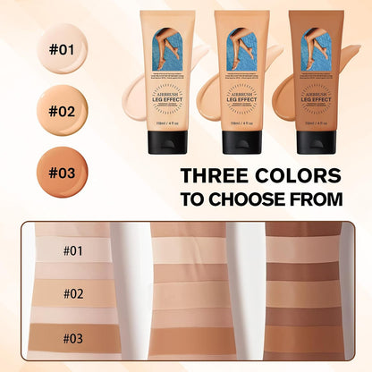 Waterproof Leg Makeup without Transfer with Extra Large Brush, Tattoo Cover for Varicose Veins/Scars, Skin Perfecting Body Foundation, Balances Skin(#02 Medium)