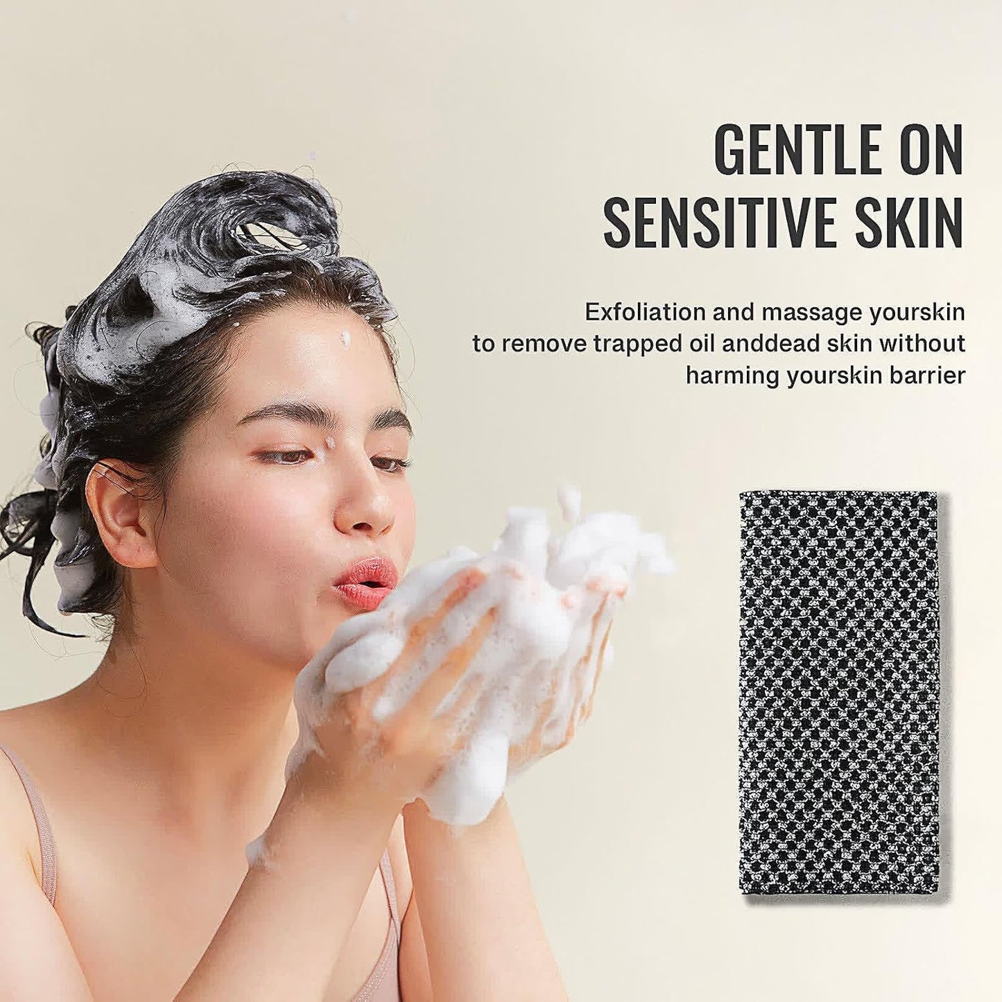 2 Pcs Japanese Exfoliating Shower Towel - Antibacterial Treated Fabric,Multi - use for Scrubbing,Lathering and Dead Skin Removal,Suitable for Adults' Daily Use