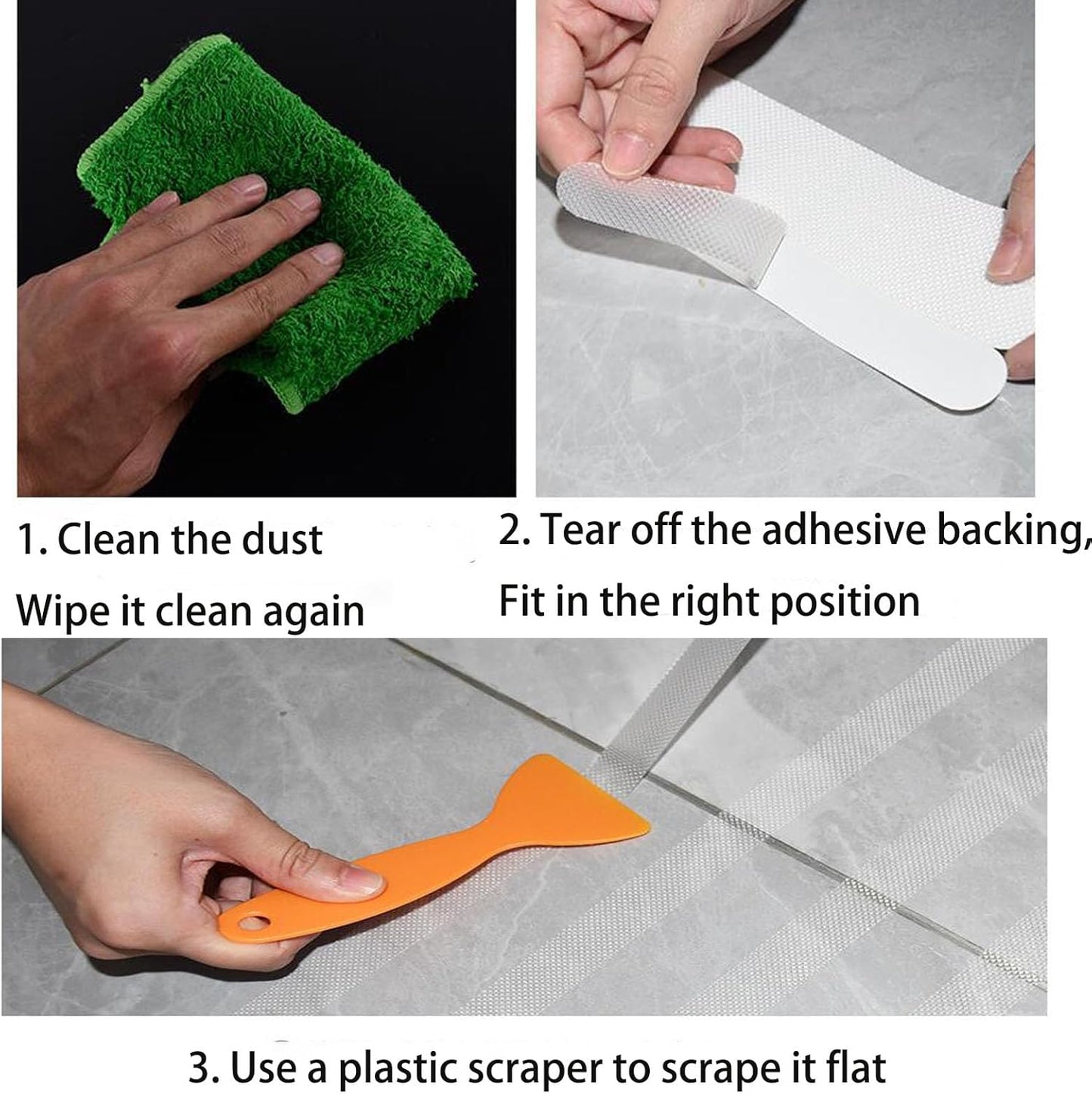 30 anti slip strips for bathtub showers, with 1 plastic scraper self-adhesive anti slip sticker, transparent anti slip shower sticker, used for bathtub showers, stairs, kitchen,