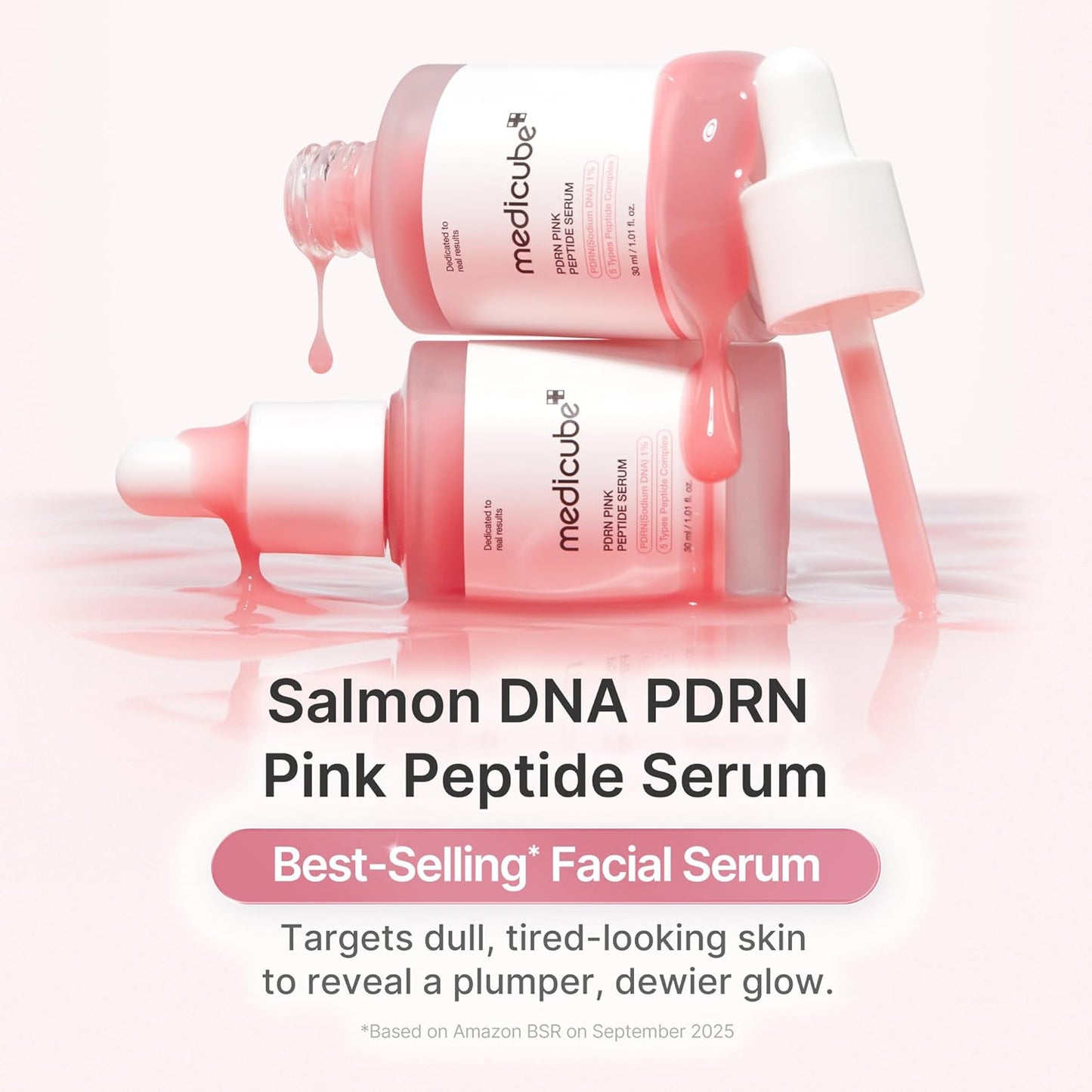 medicube Salmon DNA PDRN Pink Peptide Serum, Pink glow serum, Peptide, Niacinamide, Hydrating &amp; Moisturising &amp; Firming, Uneven Skin Tone, Korean Skincare | 1.01 fl.oz. (1.01 fl.oz., Salmon DNA PDRN)