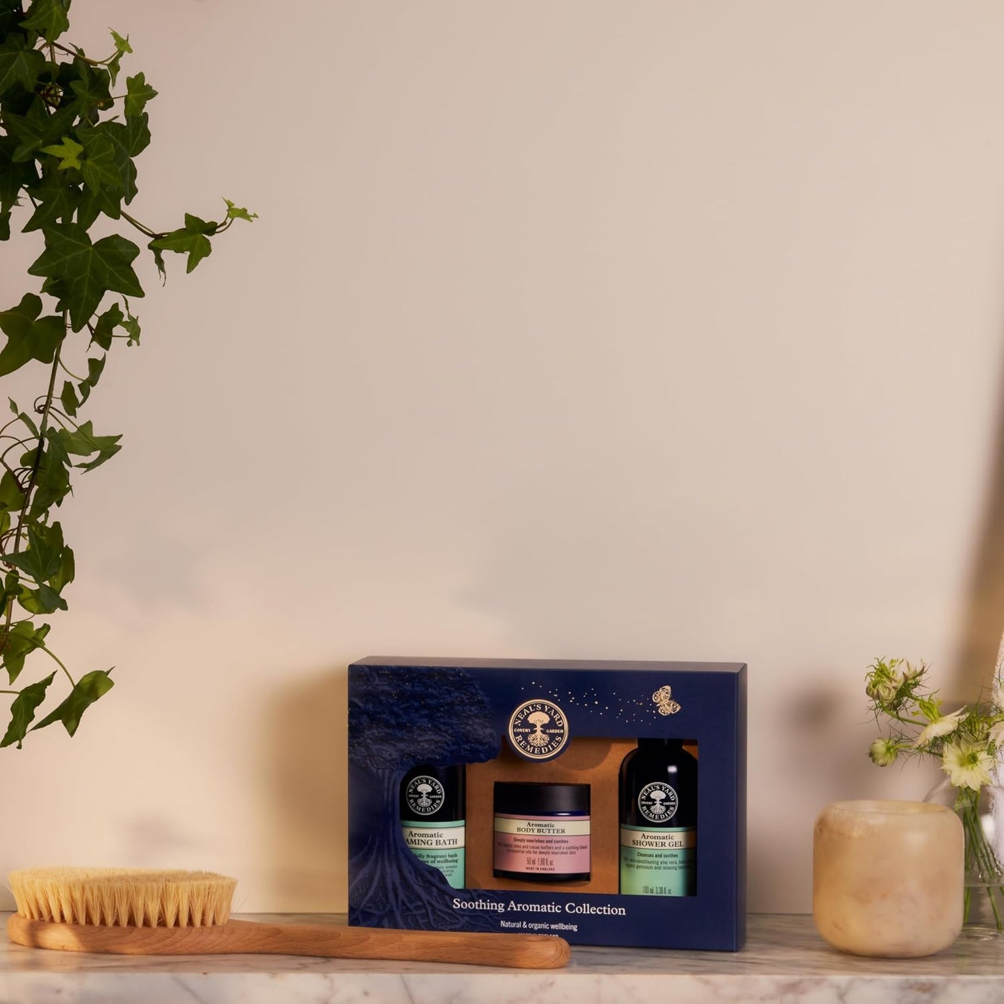 Neal's Yard Remedies Soothing Aromatic Gift Set With Bath Soak, Body Butter &amp; Shower Gel, Cruelty-Free, Set of 3