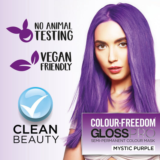 Colour-Freedom Gloss Pro 150ml Mystic Purple Semi-Permanent Hair Colour - Ultra-Vibrant Vegan Colour Mask with PurePlex | Ammonia Free Colour Lasts Up To 6-10 Washes
