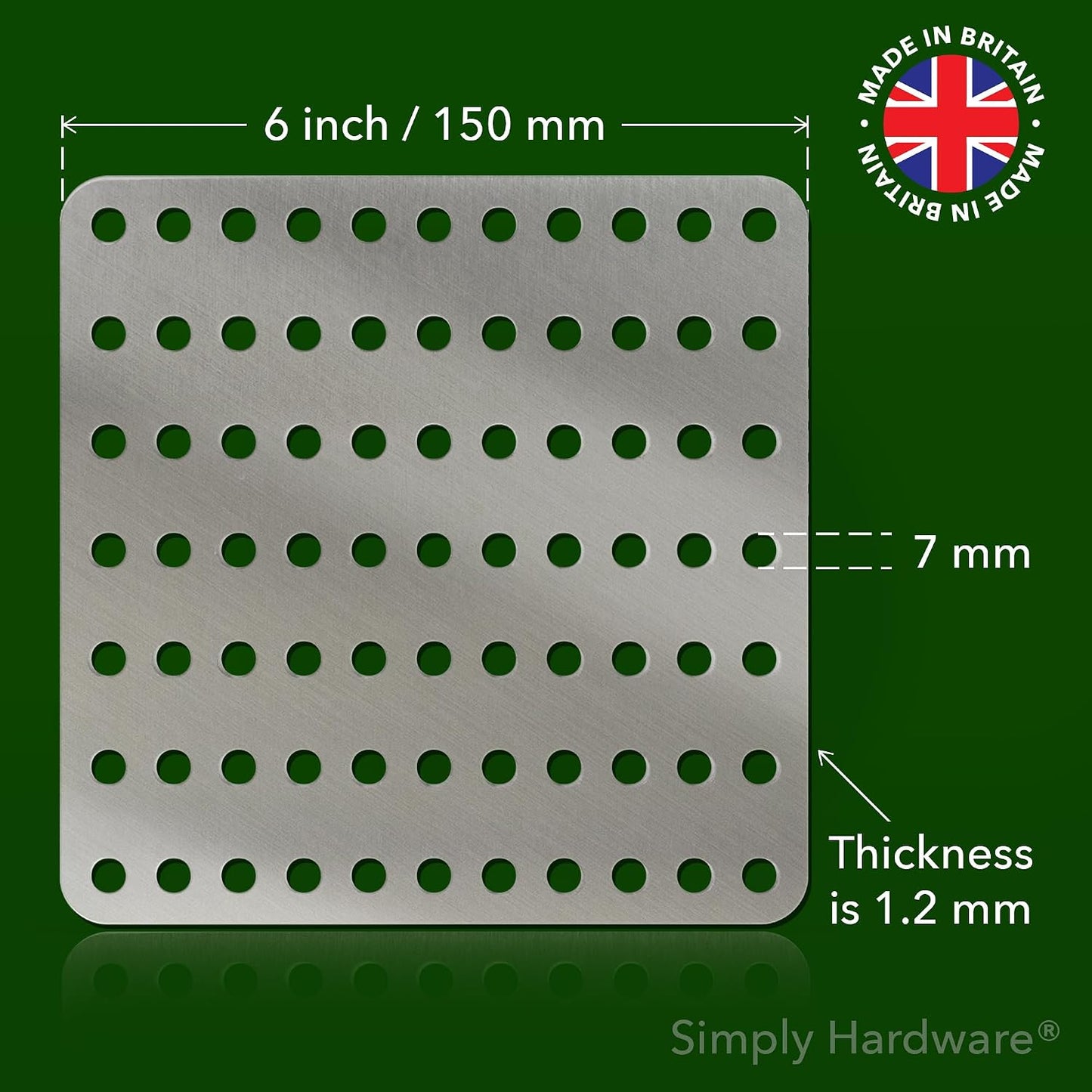 Square Drain Guard/Swirl Cover - 4 Inch up to 9 Inch Stainless Steel - Keep Drains Clear from Leaves &amp; Debris - 6" x 6" (150mm x 150mm) - 77 Holes