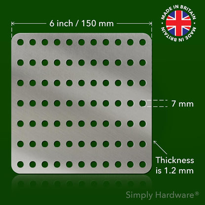 Square Drain Guard/Swirl Cover - 4 Inch up to 9 Inch Stainless Steel - Keep Drains Clear from Leaves &amp; Debris - 6" x 6" (150mm x 150mm) - 77 Holes