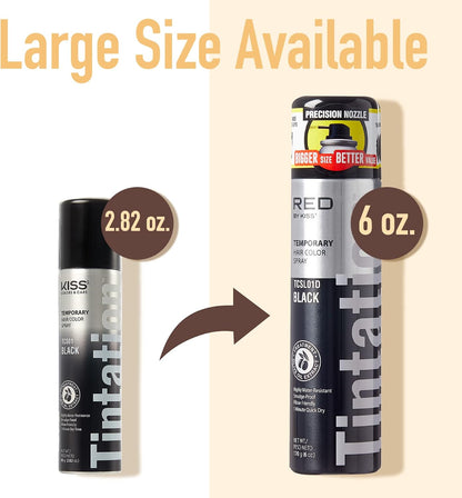 Kiss Gray Hair Concealer - Temporary Tintation Color Spray for Root Touch Up and Hair Dye 2.82 oz. 2 PACK (Black)