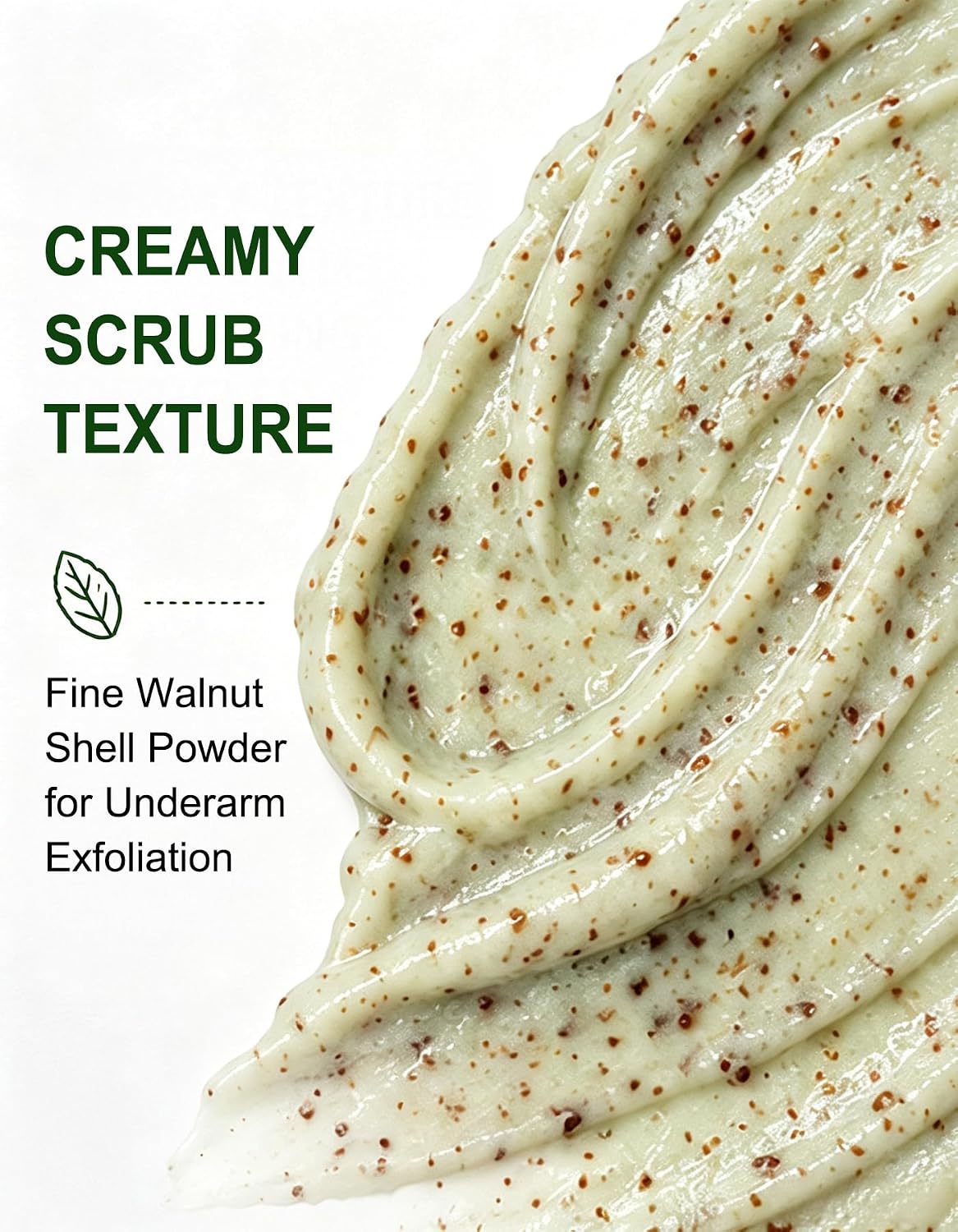 Body Scrub and Armpit Detox Scrub 8.8 oz with Peppermint, Aloe Vera and Walnut Shell Powder, Underarm Scrub Helps on Removing Odor, Deep Cleanse &amp; Exfoliating, for Legs, Knee, Feet, Hands Whole Body
