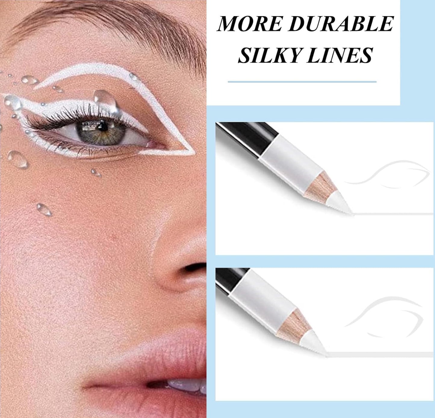 DEJIN White Eye Pencil - 12 Pcs, Eyeliner, Makeup Pencil - For Beginners &amp; Professionals, With Sharpener