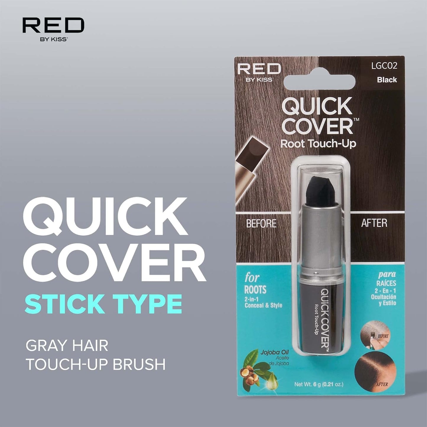 Kiss Quick Cover Grey Hair Touch Up Stick Type LGC02 (Black)