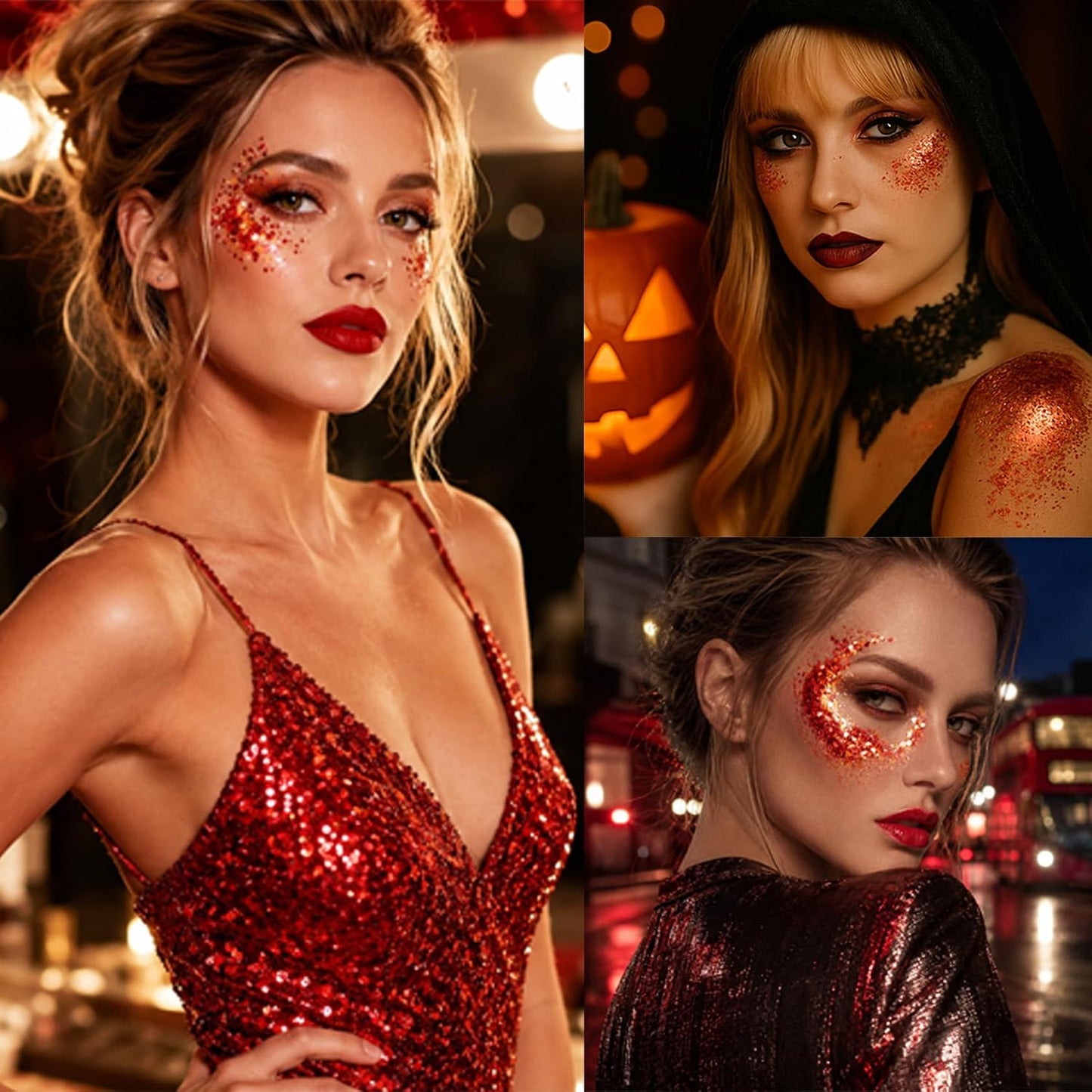 Ruby Red Chunky Glitter Stick – Shimmer for Face Body and Hair, Waterproof Long Lasting Sparkle Highlighter, Easy Glide Festival Makeup for Women – Perfect for Party Rave Halloween Christmas
