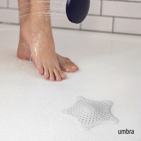 Umbra Starfish Hair Catcher, Fun Drain Cover Fits Most Standard Tub and Shower Drains, 6" Diameter, White