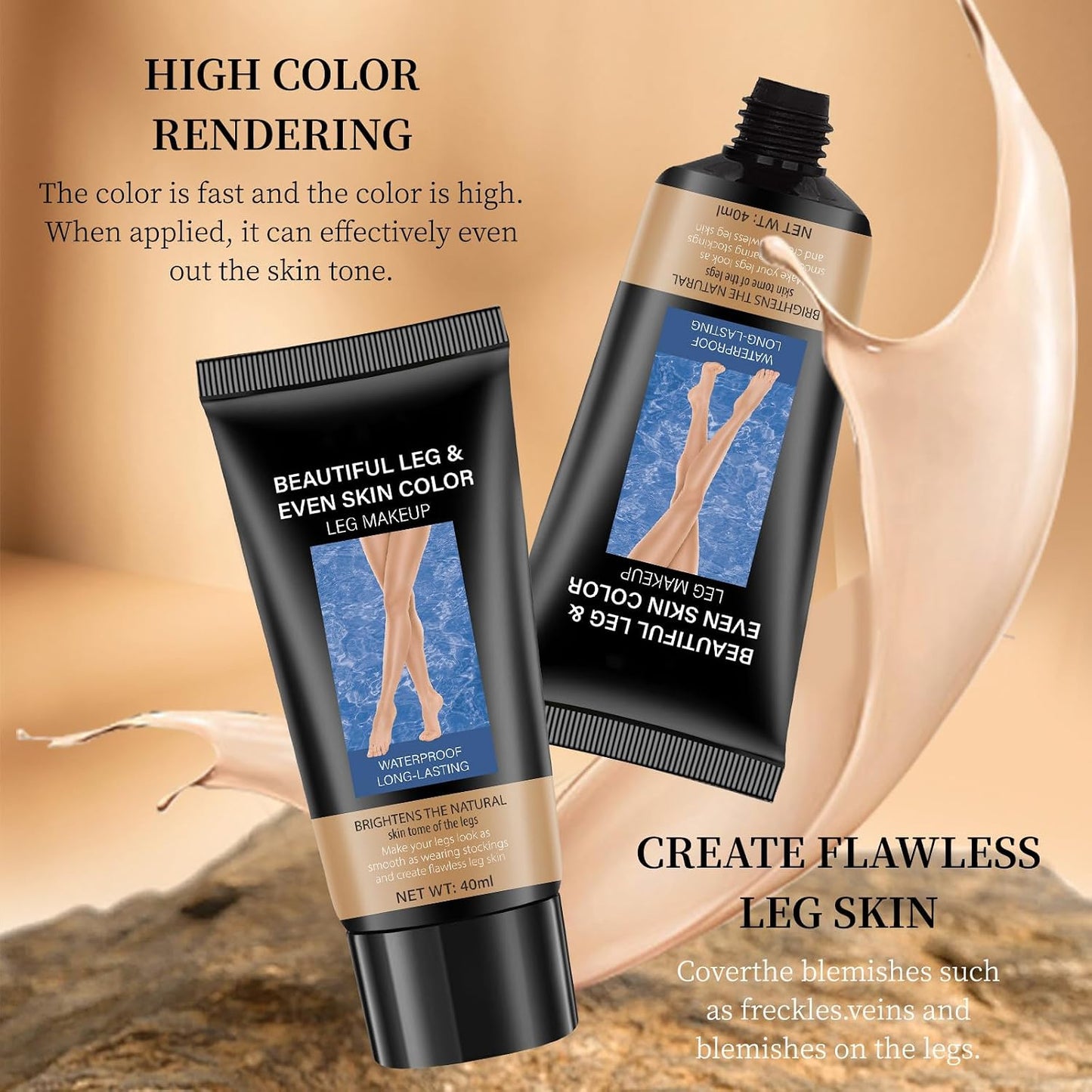 Body Coverage Perfector with Extra Large Brush, Leg Makeup Waterproof No Transfer, Body Perfector, Leg and Body Makeup, Tattoo Cover up Makeup, Leg Make Up, Body Concealer for Mature Skin (Natural)