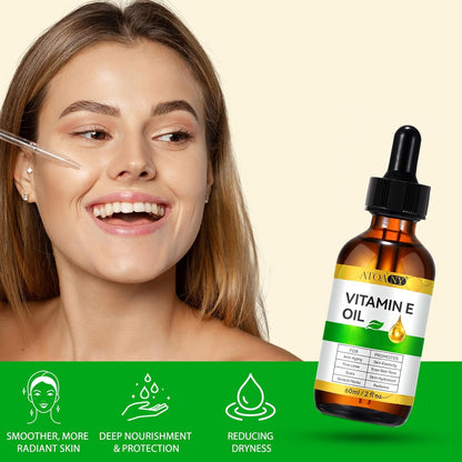 Vitamin E Oil 75,000 IU 60 ml- 100% Pure Vitamin E Oil for Skin, Face, Hair, Body - Natural Antioxidant for Dryness, Wrinkles, Scars &amp; Stretch Marks, Moisturizing and Firming Skin