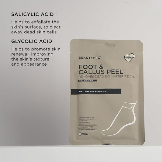 BeautyPro Foot &amp; Callus Peel Mask Exfoliating Socks for Cracked Heels &amp; Dead Skin Vegan Foot Care for Soft, Smooth Feet Multi Award Winning Brand