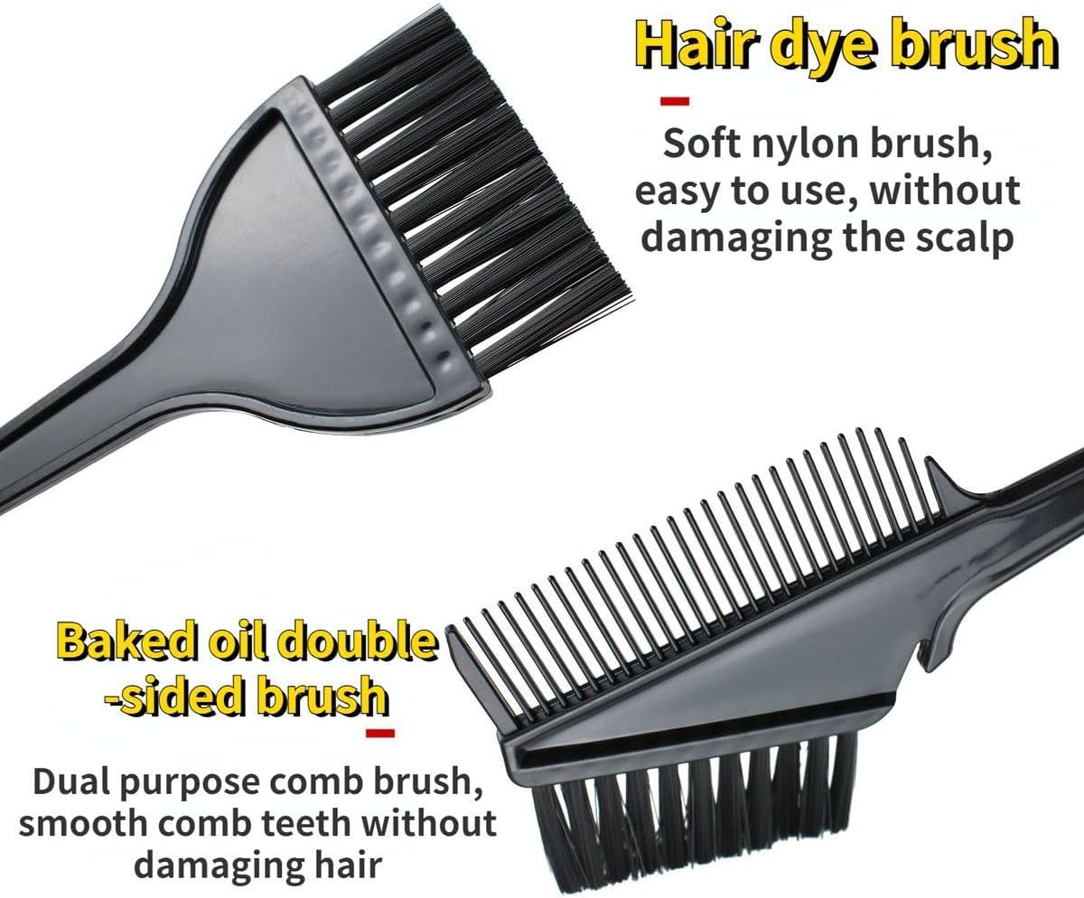 3 Piece Hair Dye Tools for DIY Coloring - Salon Dyeing Kit With Applicator Brush for Hair Tint