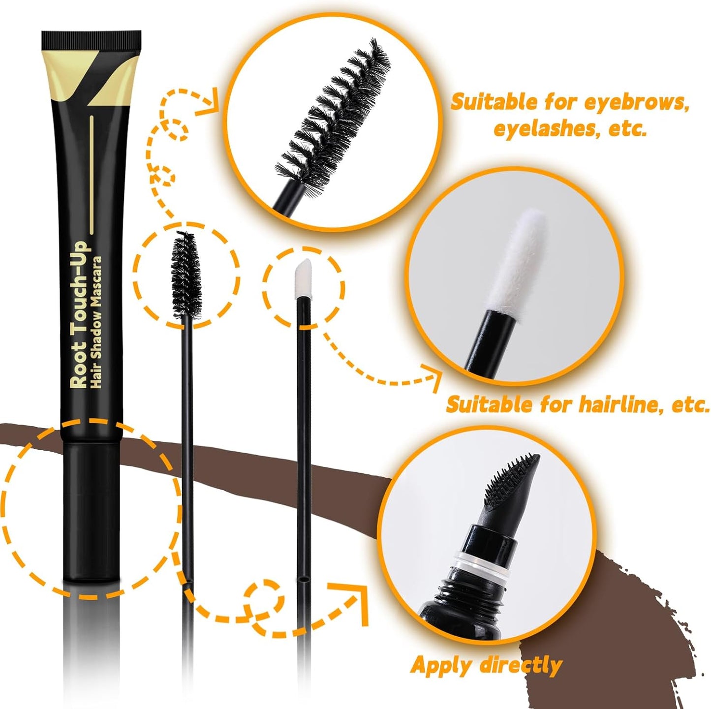 HAIOLORPRO Root Touch Up Dark Brown, Hair Mascara for Grey Hair, Water-Resistant hair Root Colour Touch Up for Women Root Cover Up, Beard Filler for Men, Root Hair Concealer Cover Gray Stick, 0.53oz