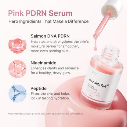 medicube Salmon DNA PDRN Pink Peptide Serum, Pink glow serum, Peptide, Niacinamide, Hydrating &amp; Moisturising &amp; Firming, Uneven Skin Tone, Korean Skincare | 1.01 fl.oz. (1.01 fl.oz., Salmon DNA PDRN)
