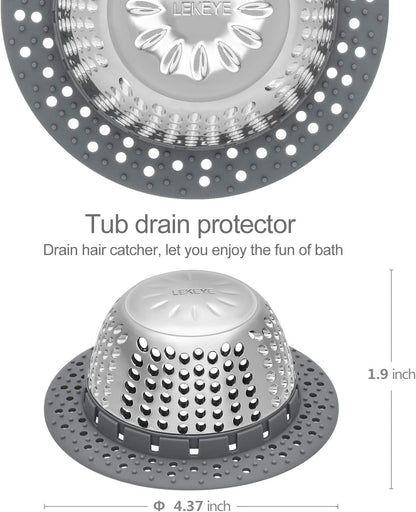 LEKEYE Drain Hair Catcher/Bathtub Drain Cover/Drain Protector for Pop-Up &amp; Regular Drains(Patented Product)
