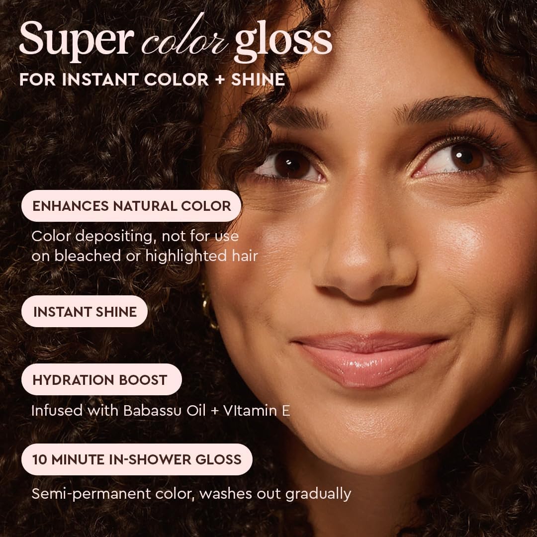 Glaze Supergloss Color Conditioning Gloss – Hydrating Semi-Permanent Colour Hair Gloss &amp; Shine Boost – For Dark Brown Hair to Black Hair – 190ml - Luminous Liquorice