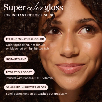 Glaze Supergloss Color Conditioning Gloss – Hydrating Semi-Permanent Colour Hair Gloss &amp; Shine Boost – For Dark Brown Hair to Black Hair – 190ml - Luminous Liquorice