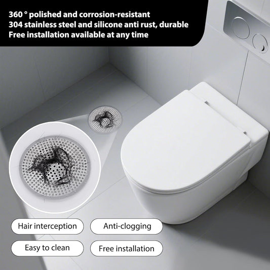 Shower Drain Hair Catcher 2Pcs 12cm Bathroom Sink Strainer Reusable Robust Stainless Steel Mesh with Silicone Plughole Protector Super Seal Filter Cover for Kitchen Bathroom Tub Floor Prevent Clog