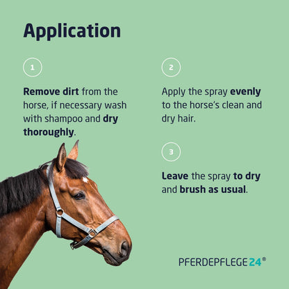 PFERDEPFLEGE24 Mane and Tail Detangler Spray for Horses - Brilliant Shine, Untangles &amp; Conditions Hair - Non-Sticky &amp; Long-Lasting Mane and Tail Spray - Dirt Repellent Horse Grooming - 2500ml
