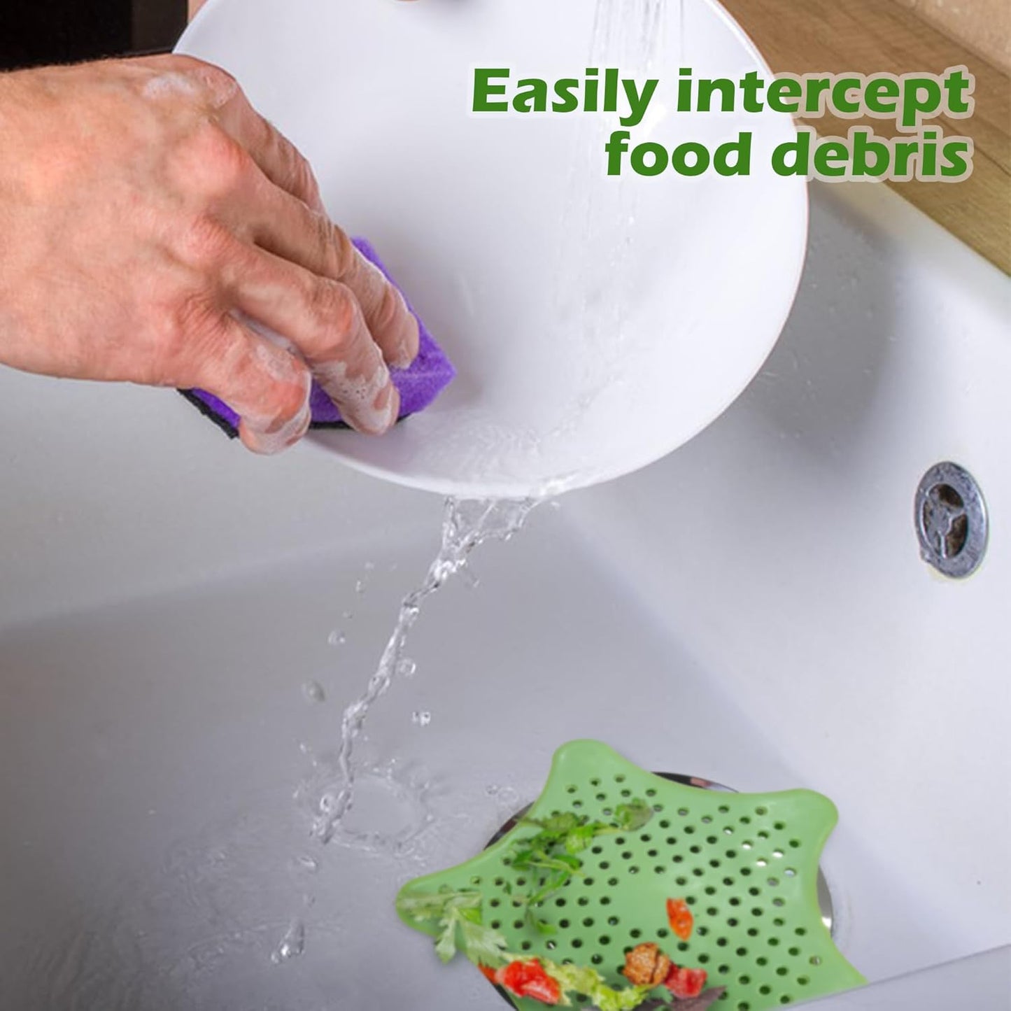 3 Pcs Silicone Drain Hair Catcher for Shower, Bathroom &amp; Kitchen, Sink Strainer with Suction Cups, Bathtub Drain Cover Hair Trap – Easy Install, Durable Filter (White, Blue, Green)