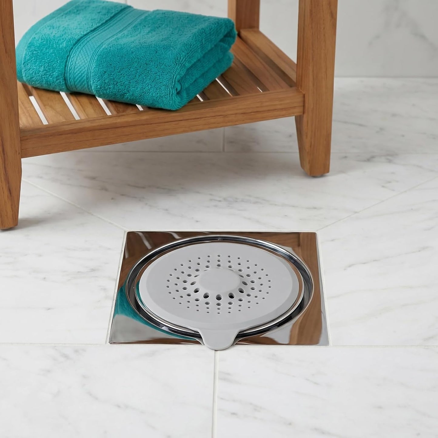 2 Pack Silicone Shower Drain Hair Catcher with Strong Suction Cup, Universal Sink Strainer Protector, Bathtub Plug Hole Cover Hair Stopper Trap for Bathroom Kitchen Sink (White + Grey)