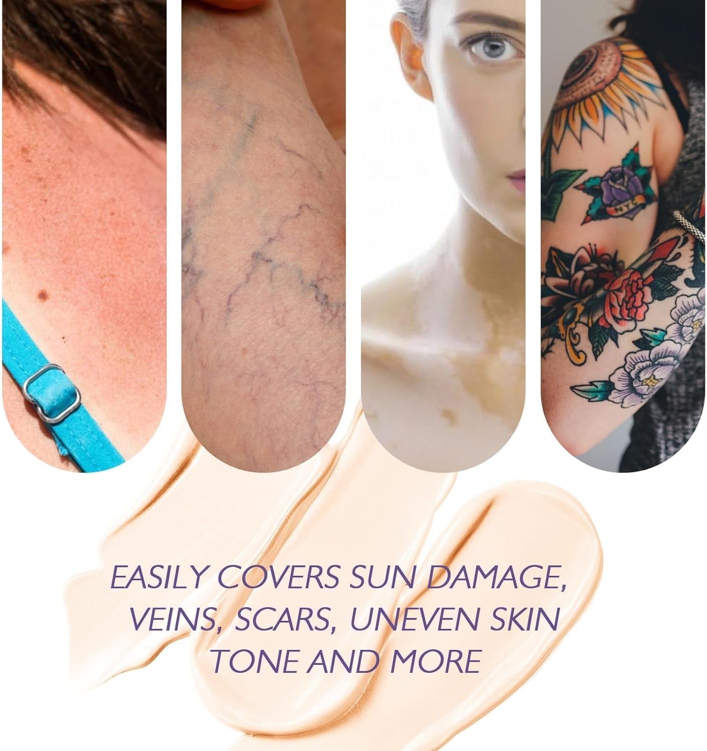 Body Coverage Perfector Waterproof with Brush, Full Coverage Tattoo Cover Up Cream, Leg and Body Makeup for Women, Long Lasting Leg Foundation for Daily Wear