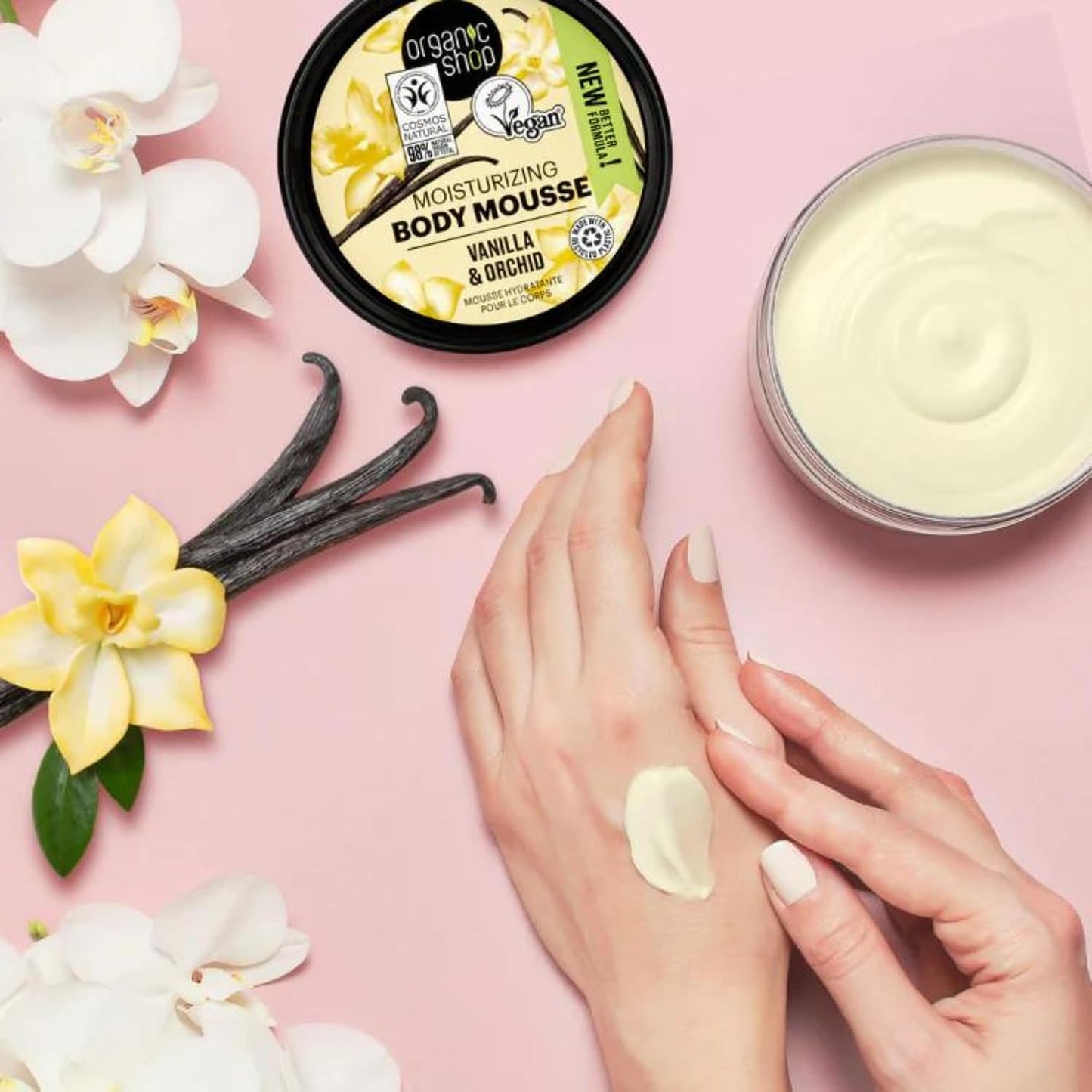 Organic Shop Body Mousse Moisturizing Vanilla &amp; Orchid, 250 ml