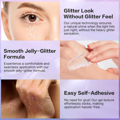 LANGMANNI Holographic Body Glitter Gel for Body, Face, Hair and Lip.Color Changing Glitter Gel Under Light. Vegan &amp; Cruelty Free-1.35 oz (2# Sparkling Pink)
