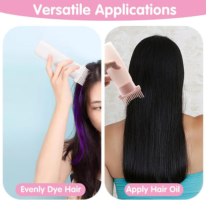 2 Hair Oil Applicator Bottle 180ml with 2 Scalp Massager, Oil Applicator Bottle for Hair with Scale, Oil Bottle for Hair Even Dyeing, Root Comb Applicator Brush Easy to Apply
