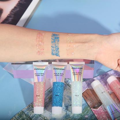 3 Color Face Body Paint, Face &amp; Body &amp; Eye &amp; Lip Festival Holographic Glitter for Party (3PCS)