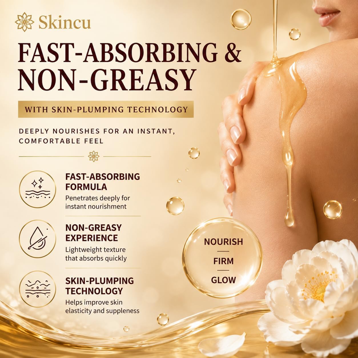 Anti-Aging Body Oil, Firms Skin, Absorbs Quickly, And Is Non-greasy, 120ml Skincu Glow Remedy Oil, Infused with Collagen &amp; Botanical Extracts, Deep Moisturising, Ideal for Dry Body Areas
