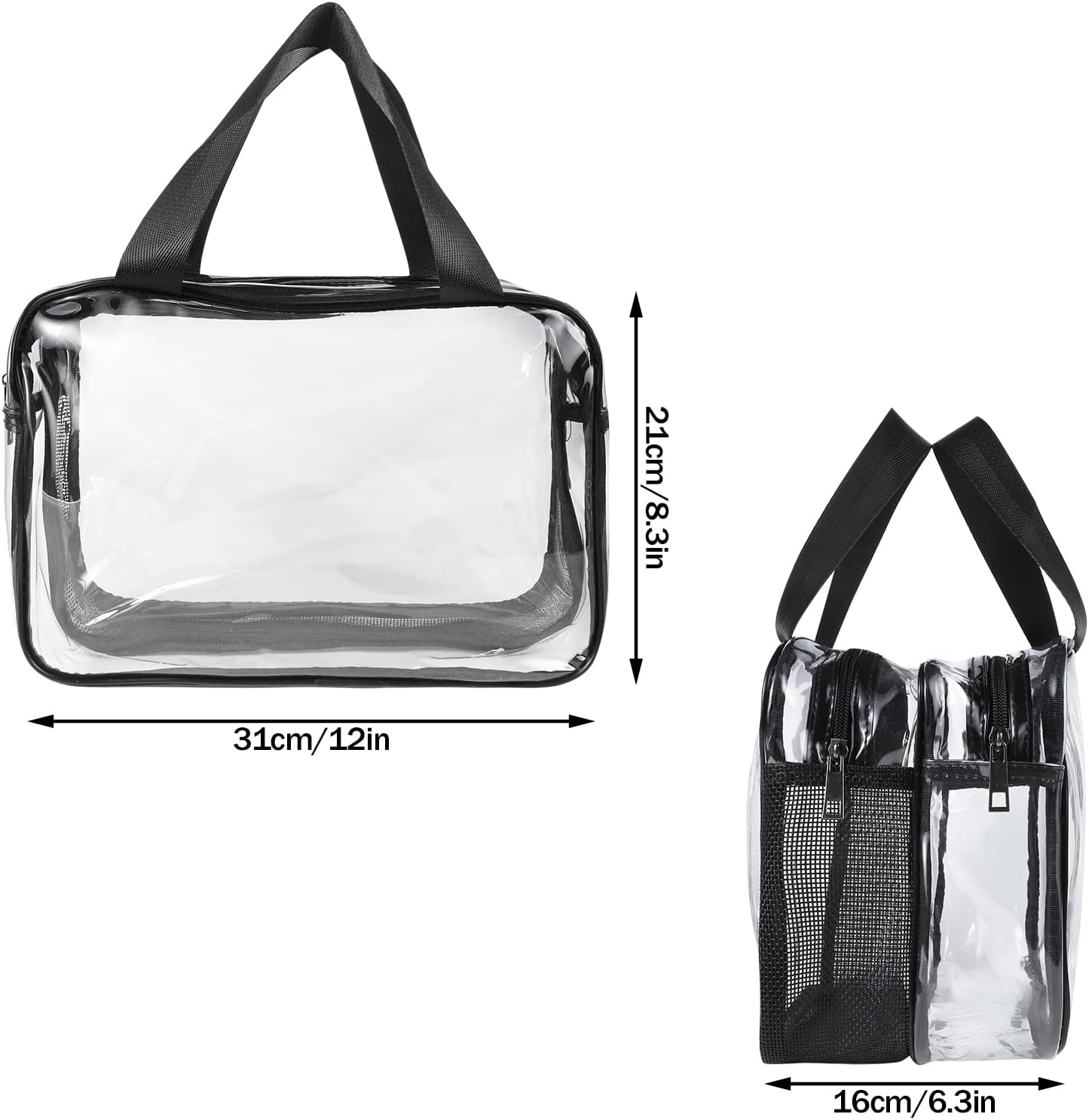 Clear Toiletry Bag, Large Clear Travel Toiletries Bag Thickened PVC Waterproof Makeup Bags with Handles Plastic Cosmetic Bag Travel Wash Bag with Zippers for Women Girls Men