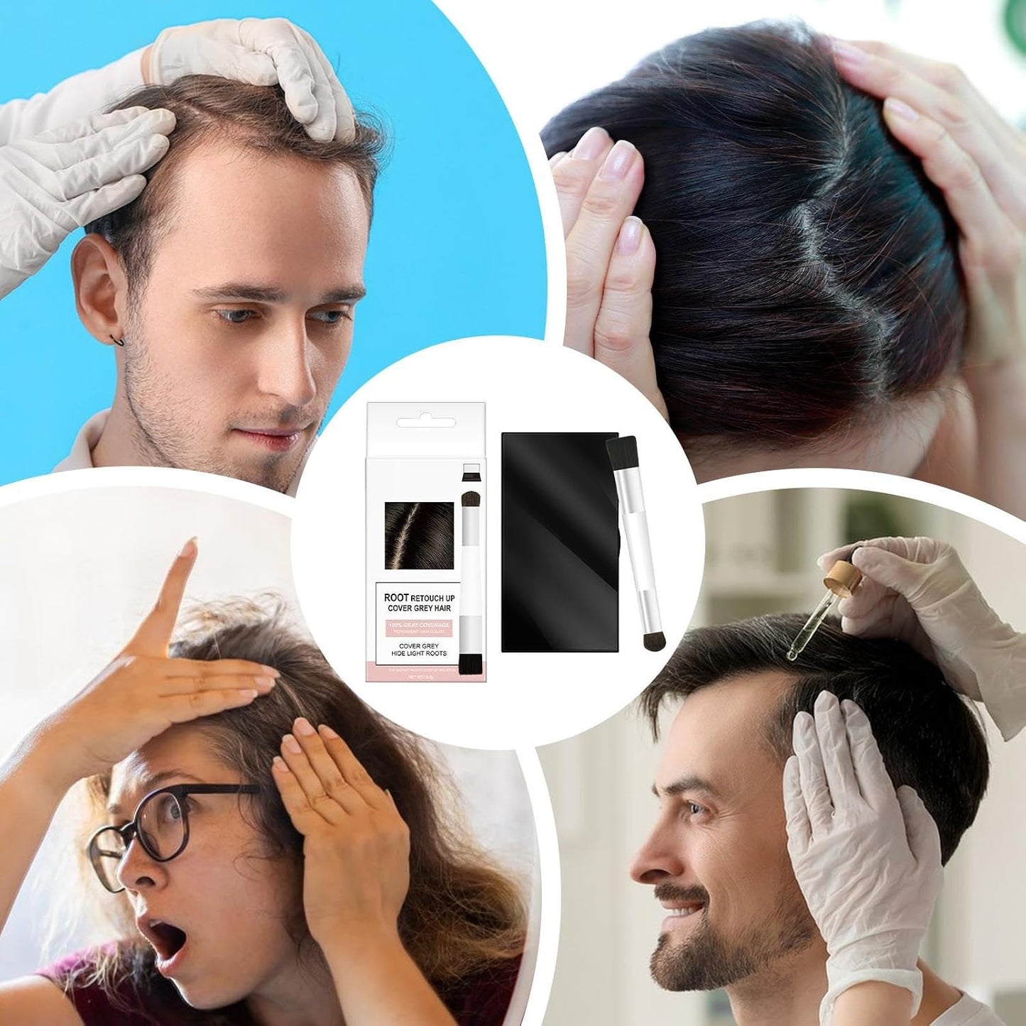 Hair Root Powder, 6.5 g Hair Colour Cover for Visible Hair Roots, Multifunctional Scalp Filling Against Light Areas &amp; Grey Coverage with Instant Volume Effect
