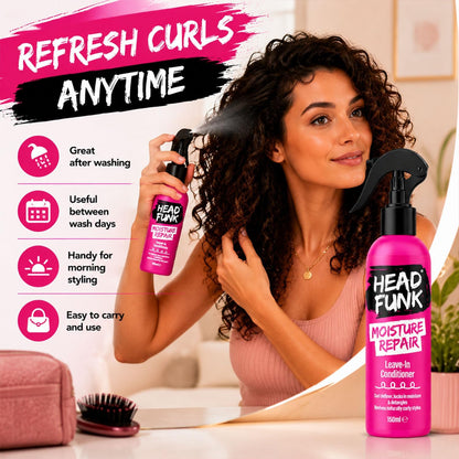 Head Funk Moisture Repair Spray Leave In Conditioner for Curly Hair 150ml (Pack of 2) – Curl Defining Hair Conditioner, Frizz Control, Deep Hydration, Detangles Knots, Leaves Curls Soft &amp; Smooth